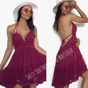 🆕⭐Boho Plum halter mini dress